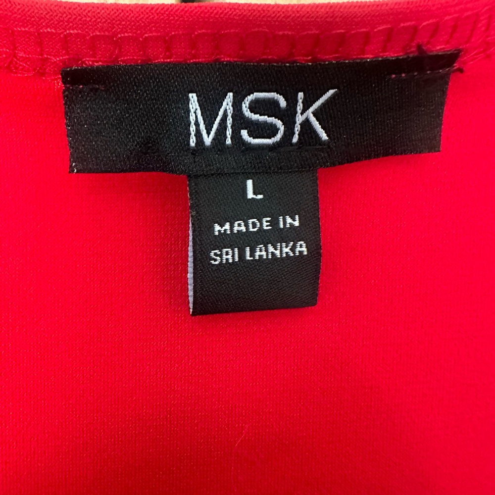 MSK Vibrant Red Embellished Blouse with peek-a-boo sleeves a very festive top - Picture 3 of 6